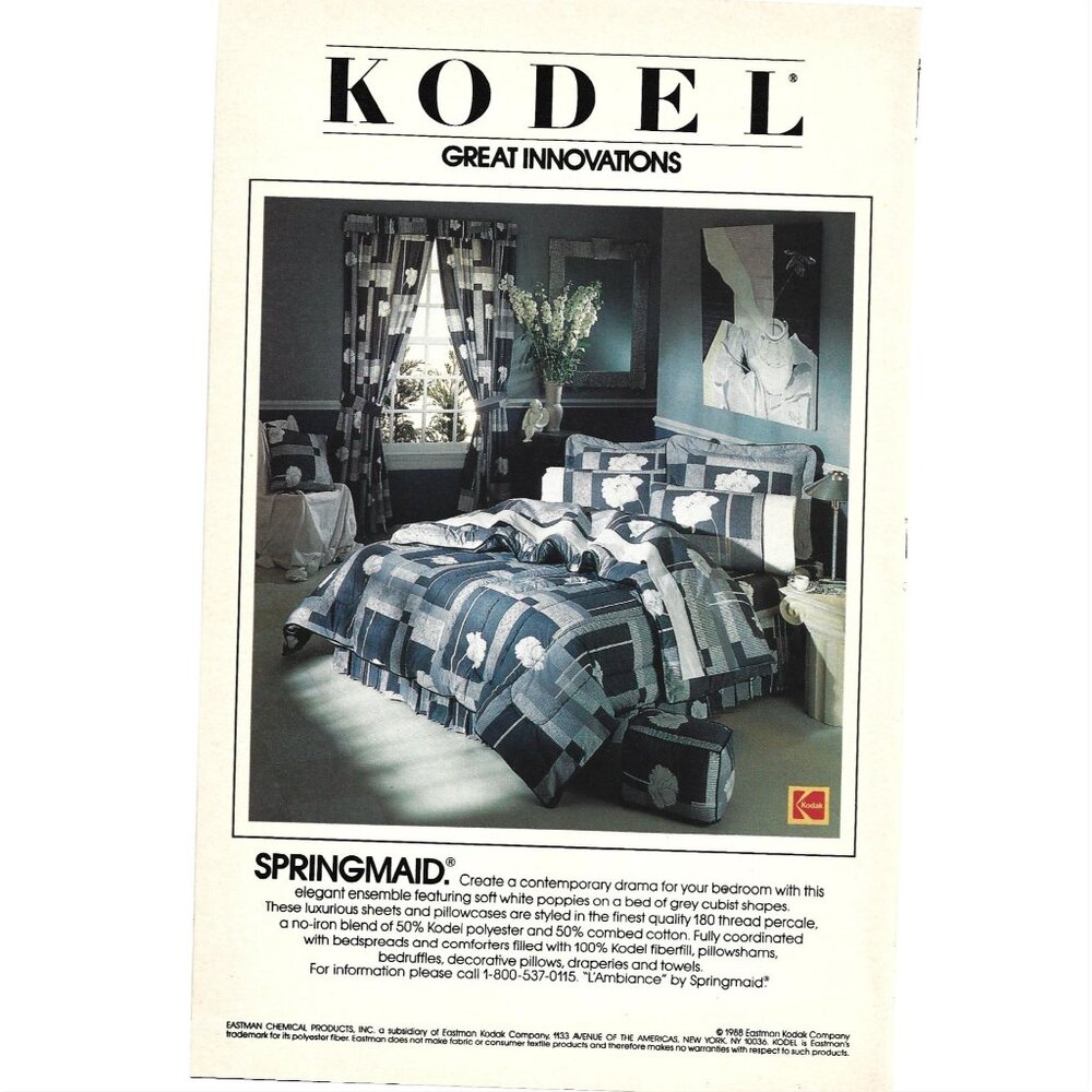 Springmaid Bed Linens Kodel Great Innovations Kodak 1980s Vintage Print Ad